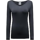 OThread & Co. Women's Long Sleeve T-Shirt V-Neck Basic Layer Stretchy Shirts