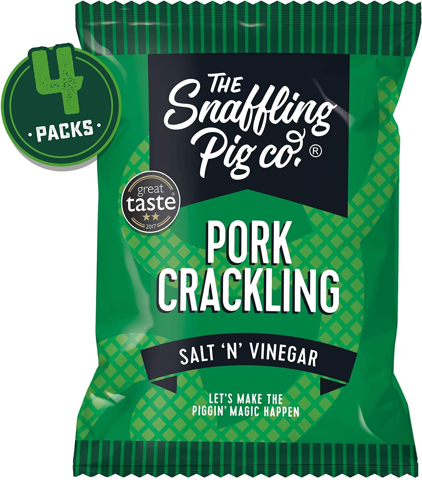 Snaffling Pig Salt 'N' Vinegar Pork Crackling (4 x 45g Packets)