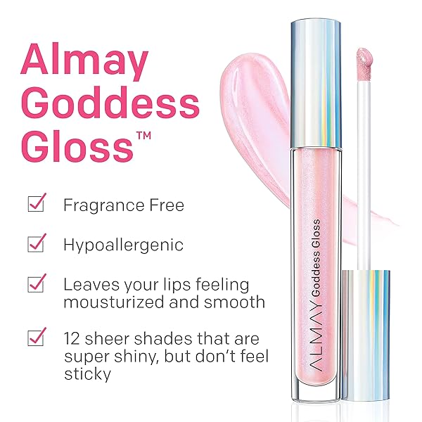 ALMAY LIP GLOSS, NON-STICKY LIP MAKEUP, HOLOGRAPHIC GLITTER FINISH, HYPOALLERGENIC, 200 ANGELIC, 0.9 OZ