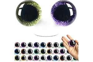 SEVENSUN Sparkling 40mm Centered Glitter Safety Eyes, 20 pcs 10 Colors 3D Well-Centered Pupils Eyes with Washers, Doll Eyes Stuffed Crochet Eyes Craft Doll Making Safety Eyes for Crocheting Amigurumi