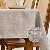 BALCONY &amp; FALCON Rectangle Table Cloth Waterproof Beige 118"x57" | Rectangular Washable Wrinkle Resistant Table Cloth Linen Fabric Tablecloths for Dining Party Kitchen Wedding and Outdoor Use