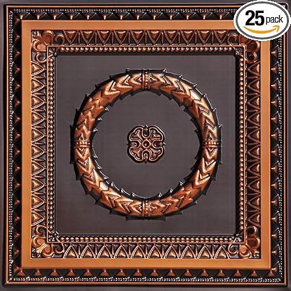 Antique Copper 25 Pack La Scala Faux Tin Ceiling Tile Ceiling
