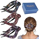 Mistofu 3Pcs French Concord Women's Hair Claw Clips - Curved Strong Hold No Slip Grip Large Clips for Thick or Thin Hair (multicolor A)