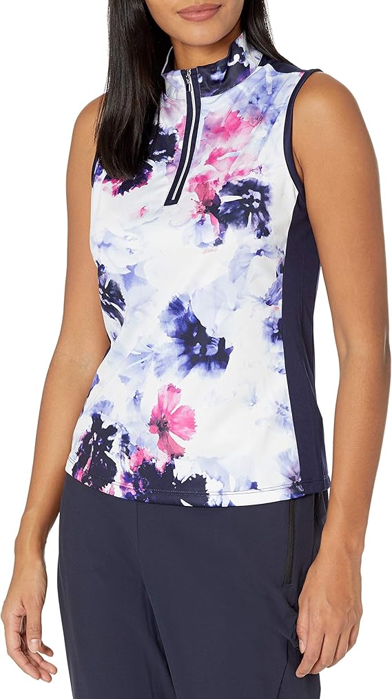 PGA TOUR Damen Sleeveless Floral Printed Polo GolfTShirt, Bright White, XGroß Amazon.de