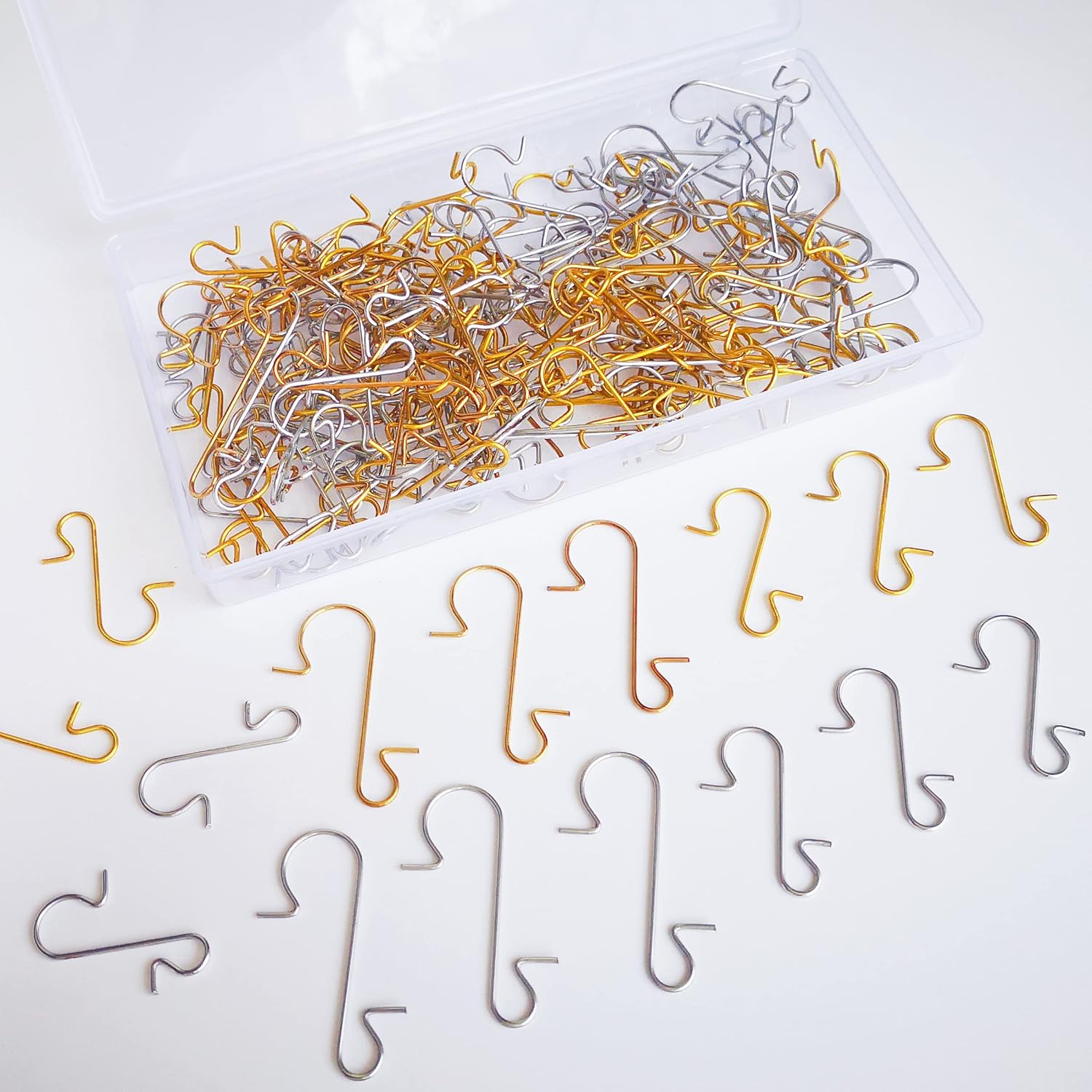 Ornament Hooks - Kiddale Gold and Silver Metal Ornament Hooks,160 Pcs Two Sizes Stainless Steel S-Shaped Ornament Hangers with Storage Box for Easter Independence Day Halloween Thanksgiving Christmas Tree Decoration