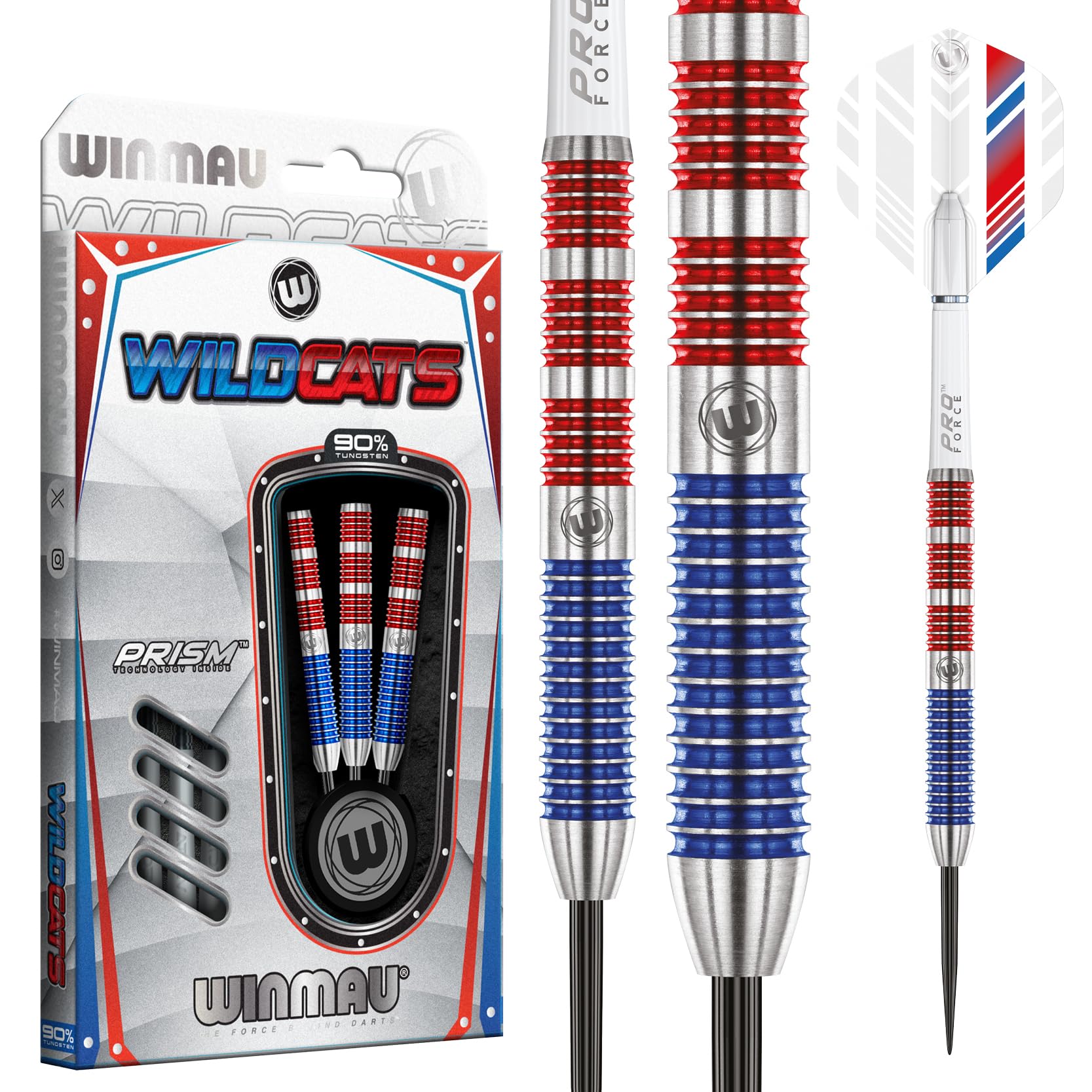 WINMAU - Wildcats Series 22g - 90% Tungsten Darts - Professional Steel Tip Darts Set with Dart Flights and Shafts
