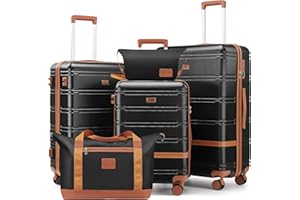 NEISIA Luggage Sets 3 Piece, Suitcases with Wheels, Hardshell Suitcase Set, PC+ABS Carry on Luggage Set with TSA Lock, Travel Luggage (Black)