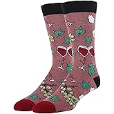 ooohyeah Men’s Funny Novelty Drink Crew Socks, Crazy Fun Saying Silly Cotton Dress Socks Gift, Cloud Wine
