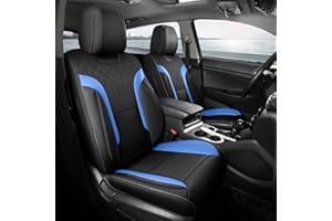 FEINEPRO Black and Blue Car Seat Covers Full Set - Breathable Faux Leather Universal 5 Seat Covers for Cars, Automotive Protector Fit for Most Sedan SUV Pick-up Truck