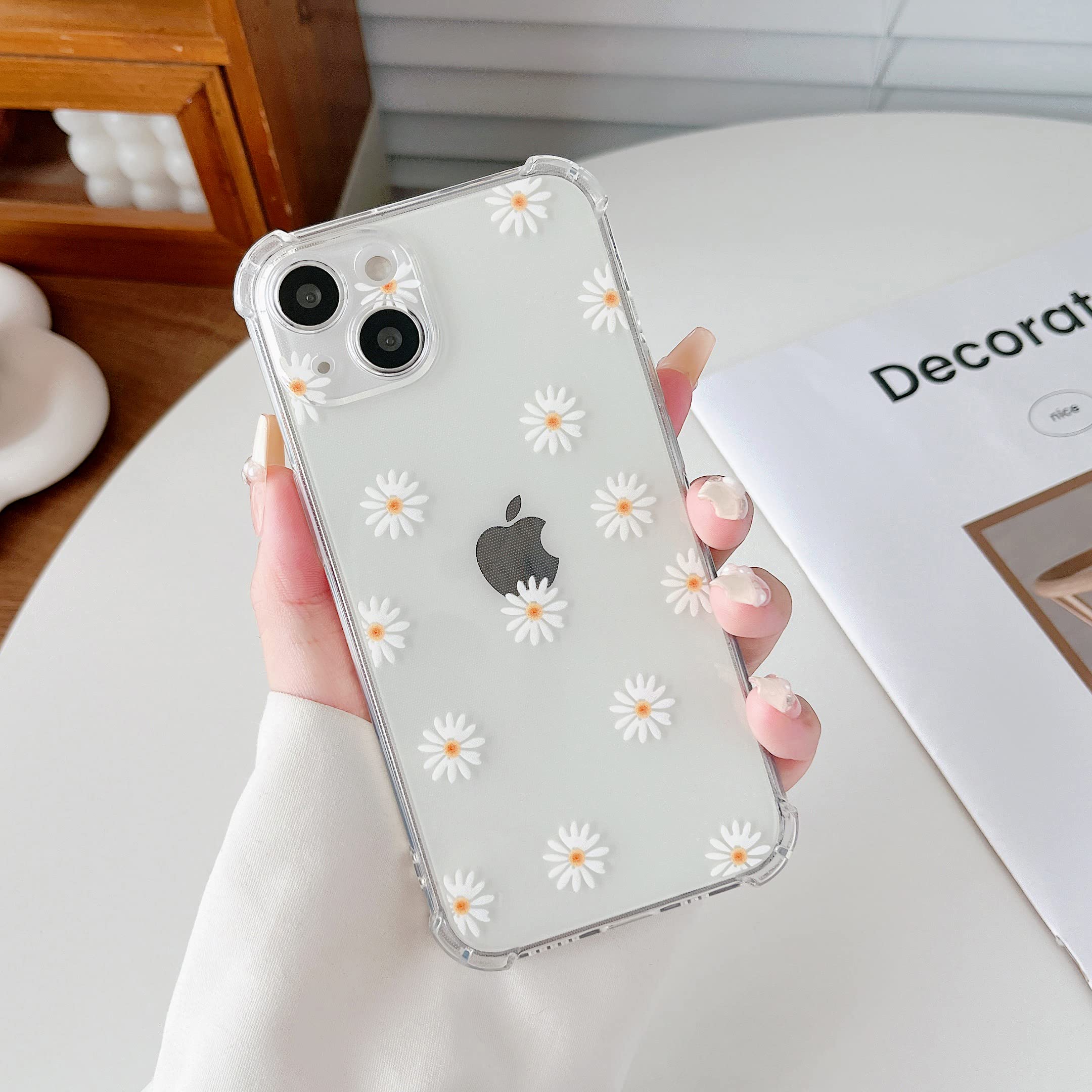 ZTOFERA Case for iPhone 13, Transparent Clear Soft TPU Case with Daisy Pattern, Ultra Slim Anti-scratch Silicone Gel Protective Bumper Cover for iPhone 13 (6.1") - Daisy — image 1