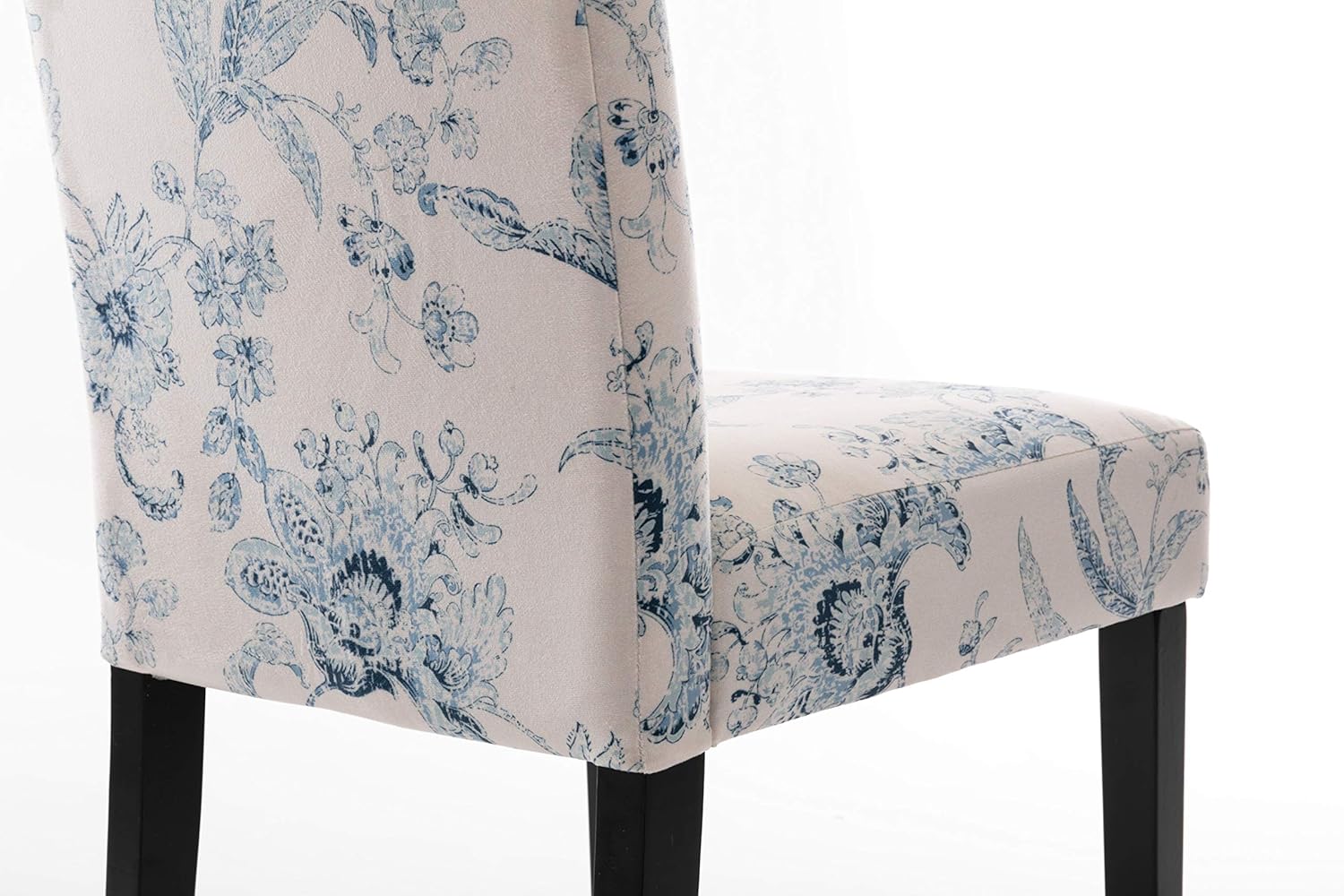 DininL Fur Dining Chair Kitchen Chairs Set of 2 Modern Dining Room Side Chairs Fabric Cushion Seat Back with Nailhead Trim (Flowers) - Chairs