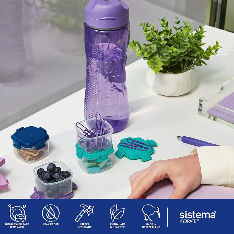 Hydrate Tritan Active Botella de agua para deporte | 800 ml | Botella de agua a prueba de fugas | Sin BPA | Ocean Blue & Minty Teal | 2 unidades