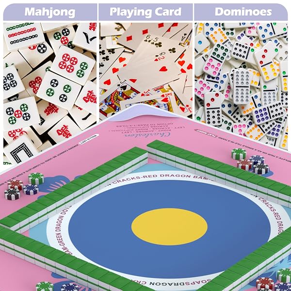 MAHJONG MAT, 39 X 39 IN LARGE MAHJONG GAMING SURFACE, NON-SLIP NOISE REDUCTION GAMING TABLE PAD, SUITABLE FOR MAHJONG, POKER, BOARD GAMES, TILE GAMES, AND DOMINOES
