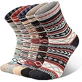 COOVAN Mens Wool Socks 5 Pairs Warm Thick Winter Wool Socks for Men Hiking Cozy Knit Thermal Crew Socks
