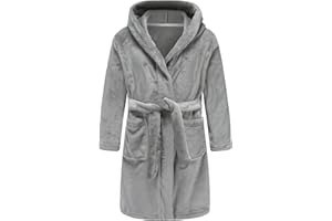 CJMJXPH Kids Toddler Boys Girls Fleece Robe Soft Hooded Bathrobe Pajamas Sleepwear 2-16 Years