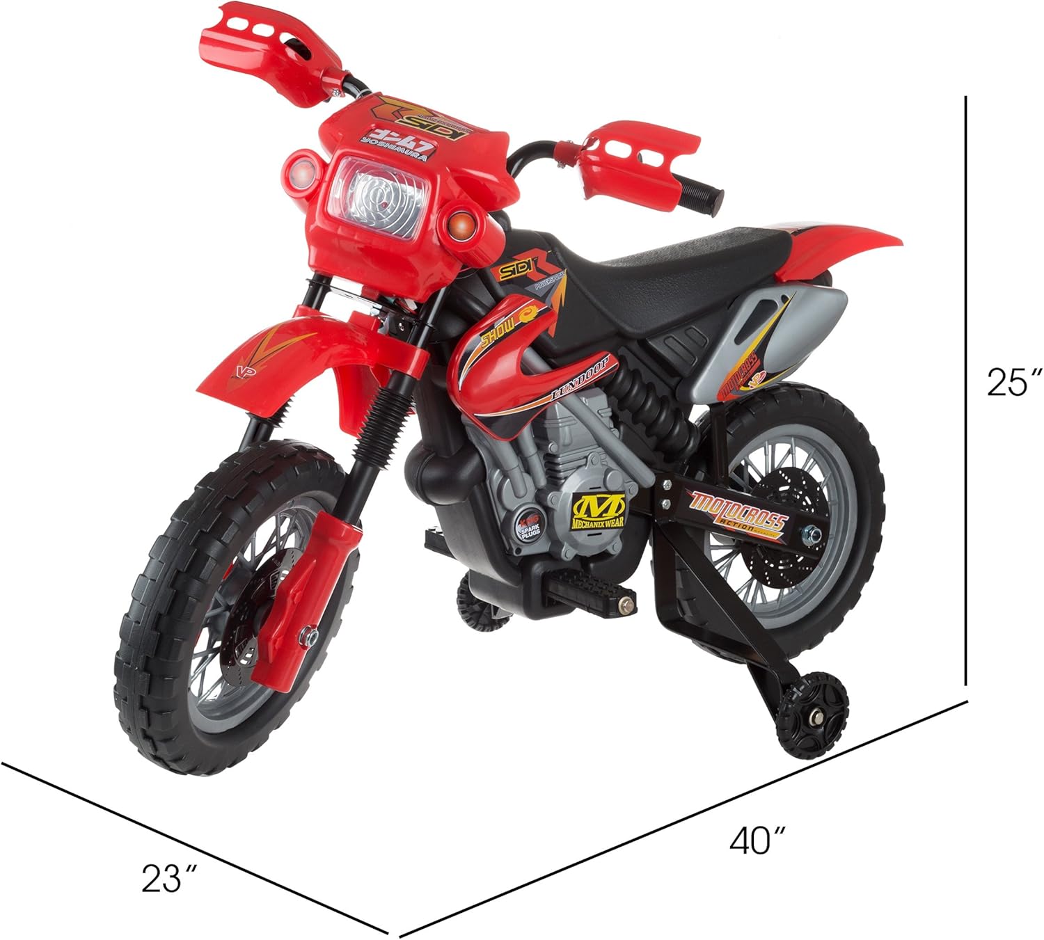 Amazon.com: Juguete para niños principiantes para montar en moto, con batería, con ruedas de entrenamiento, luces y sonidos para niños y niñas (rojo): Toys \u0026 Games