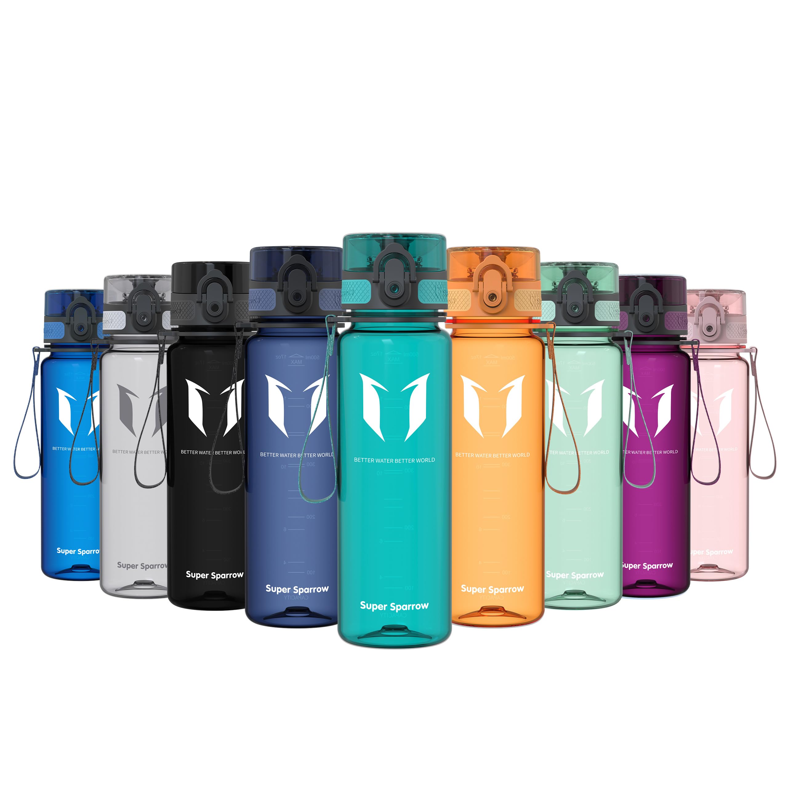 Super Sparrow Sports Water Bottle - 500ml - Non-Toxic BPA Free & Eco-Friendly Tritan Co-Polyester Plastic - For Running, Gym, Yoga, Outdoors and Camping — image 1
