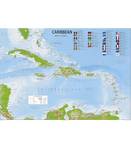 Mapa De Islas Tropicales Del Caribe 3.950 Mar Caribe High Res