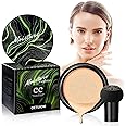 Mushroom Head Air Cushion CC Cream Strong Concealer, Moisturizing BB Cream Makeup Base Primer Even Skin Tone for All Skin Types, Face Makeup Cushion Foundation Long Lasting (Buff Beige)