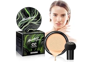 OETUIOW Mushroom Head Air Cushion CC Cream Strong Concealer, Moisturizing BB Cream Makeup Base Primer Even Skin Tone for All Skin Types, Face Makeup Cushion Foundation Long Lasting (Buff Beige)