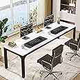 Tribesigns 78.7 Inches Extra Long Computer Desk 2 Person Desk, Double Long Desk, Workstaion for Home Office (White+Black)