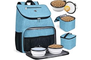 BAGLHER丨Dog Travel Bag, Airline Approved Pet Supplies Backpack, Dog Travel Backpack with 2 Silicone Collapsible Bowls and 2 Food Baskets