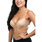 ToBeInStyle Women’s Deep Plunge U-Shaped V-Bra Convertible Supportive w/Padded Cups & Low Open Back