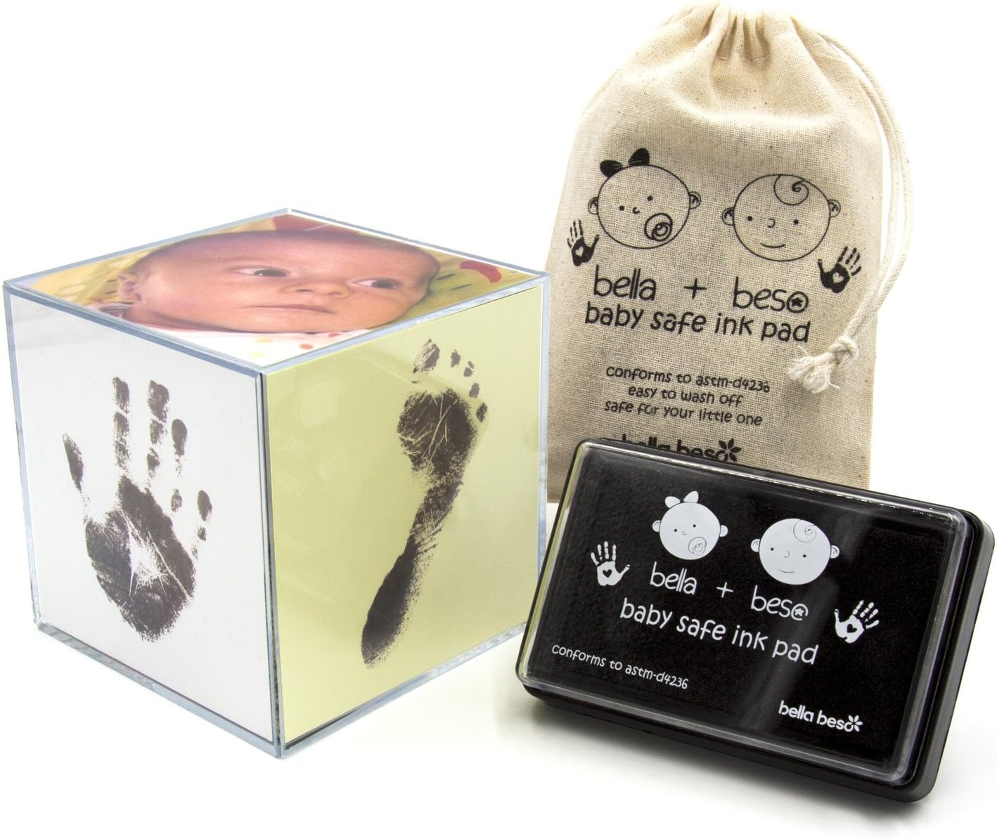 Photocube Baby Footprint Kit (Black Ink | Yellow & White Paper)