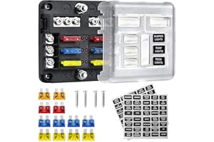 deemars 12V Fuse Block, Waterproof 6 Way Fuse Box with LED Indicator for 12V/24V Automotive Golf Cart Truck Car Boat Marine RV Motorcycle