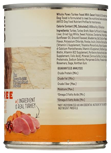 WHOLE PAWS, GRAIN-FREE WET DOG FOOD, TURKEY FEAST WITH SWEET POTATO & CRANBERRIES IN GRAVY, 13.2 OUNCE