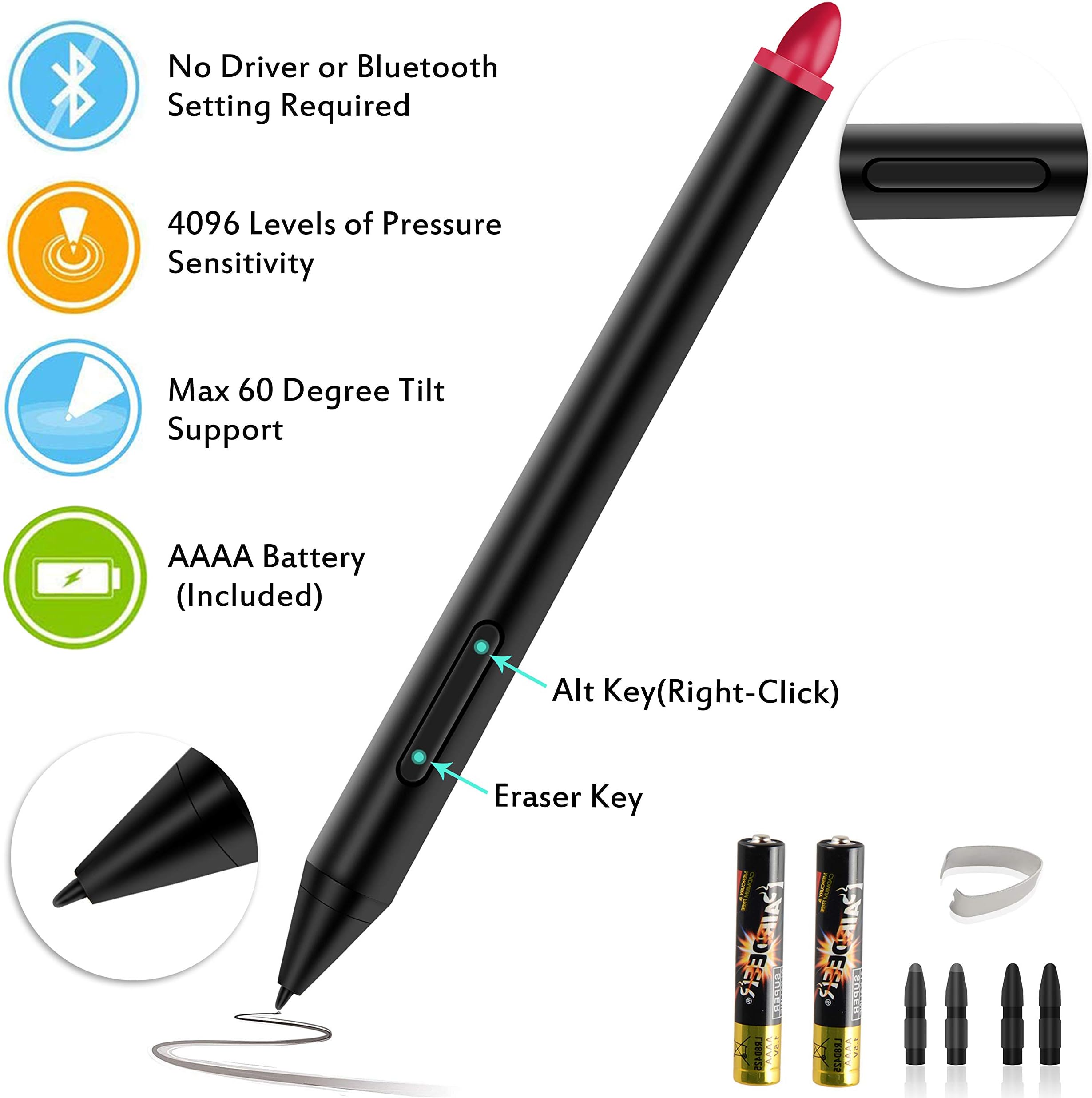 Newest Surface Pen Surface Pro Pen with True 4096 Pressure Levels & Tilt Support, NEWPOWER Digital Stylus Pen for Surface Pro/Surface Go/Surface Book/Surface Studio, No Lag and Lower IAF - Black