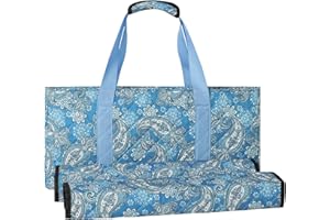 GUSTARIA Empty Mahjong Bag,Blue Printed American Mahjong Bag with Two Wrappers (Case Only)