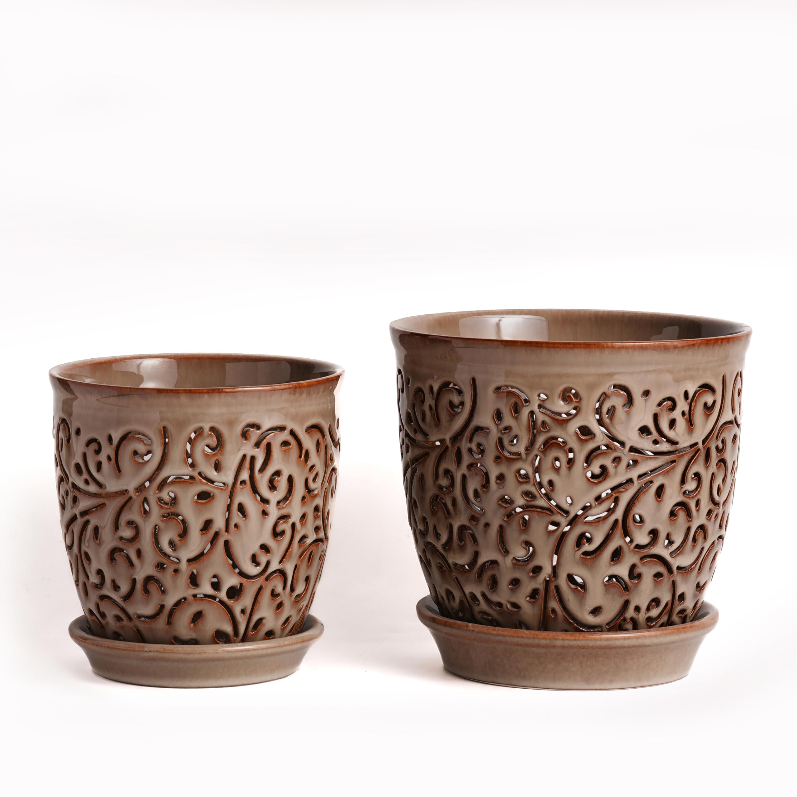 Photo 1 of **MAJOR DAMAGE**
QCYBDGLOV Orchid Pots with Holes, Ceramic Planter Flower Pot for Orchids Indoor Outdoor with Drainage and Saucer, Macetas para Orquídeas,Large 6.5 Inch, 5.3 Inch (Yellow)