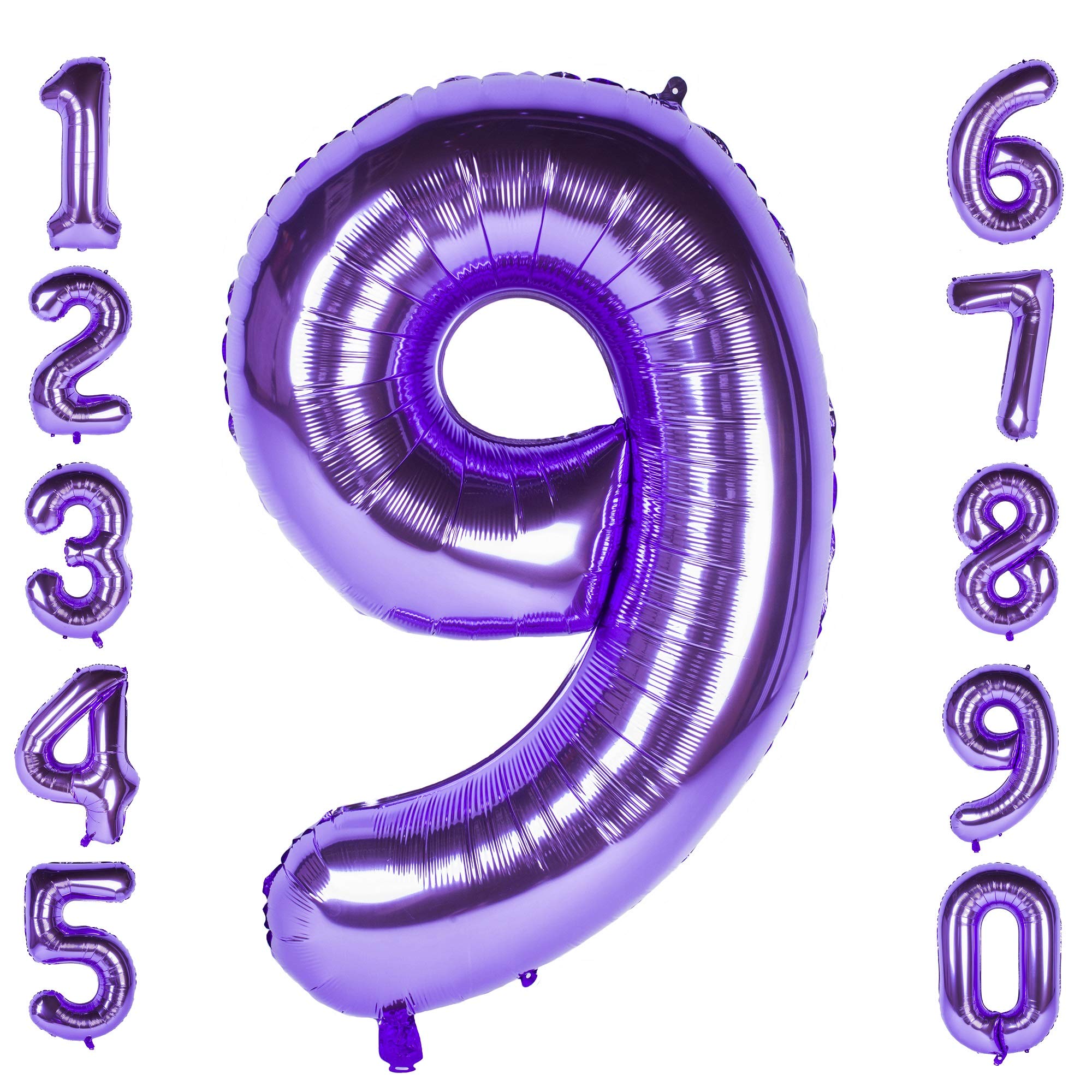 Purple 9 Balloons 40 Inch Purple Large Numbers 0 to 9 Birthday Wedding Anniversary Party Festival Decorations Giant Helium Foil Mylar Big Number Balloons Digital (Number Balloon 9)