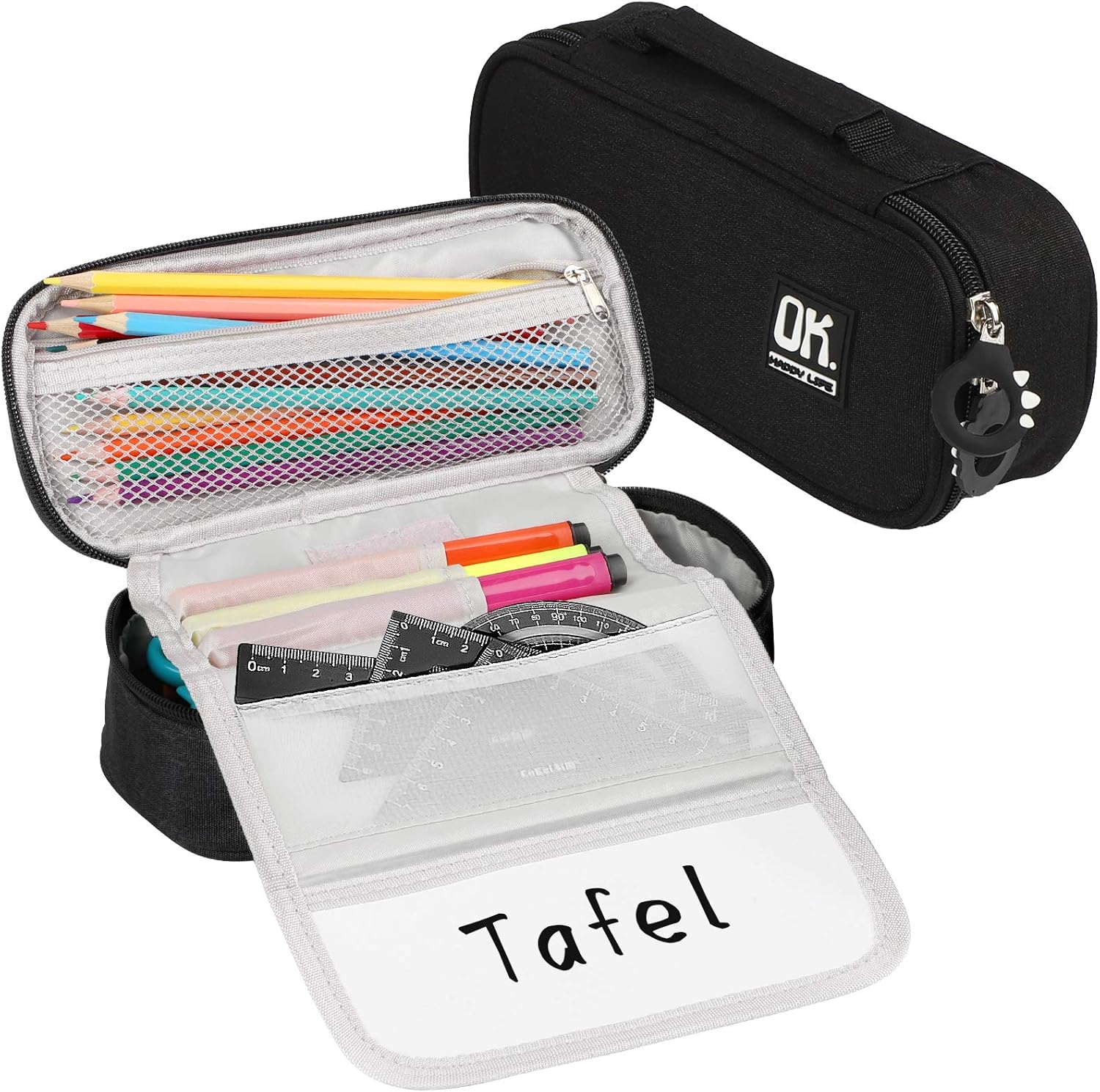 Federmäppchen Transparent Rosa - Großes Schuletui Mit Fenster