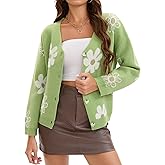 ONFERS Cardigan Sweaters for Women Button Down Open Front V Neck Floral Print Long Sleeve Knit Outerwear Fall Outfits 2025