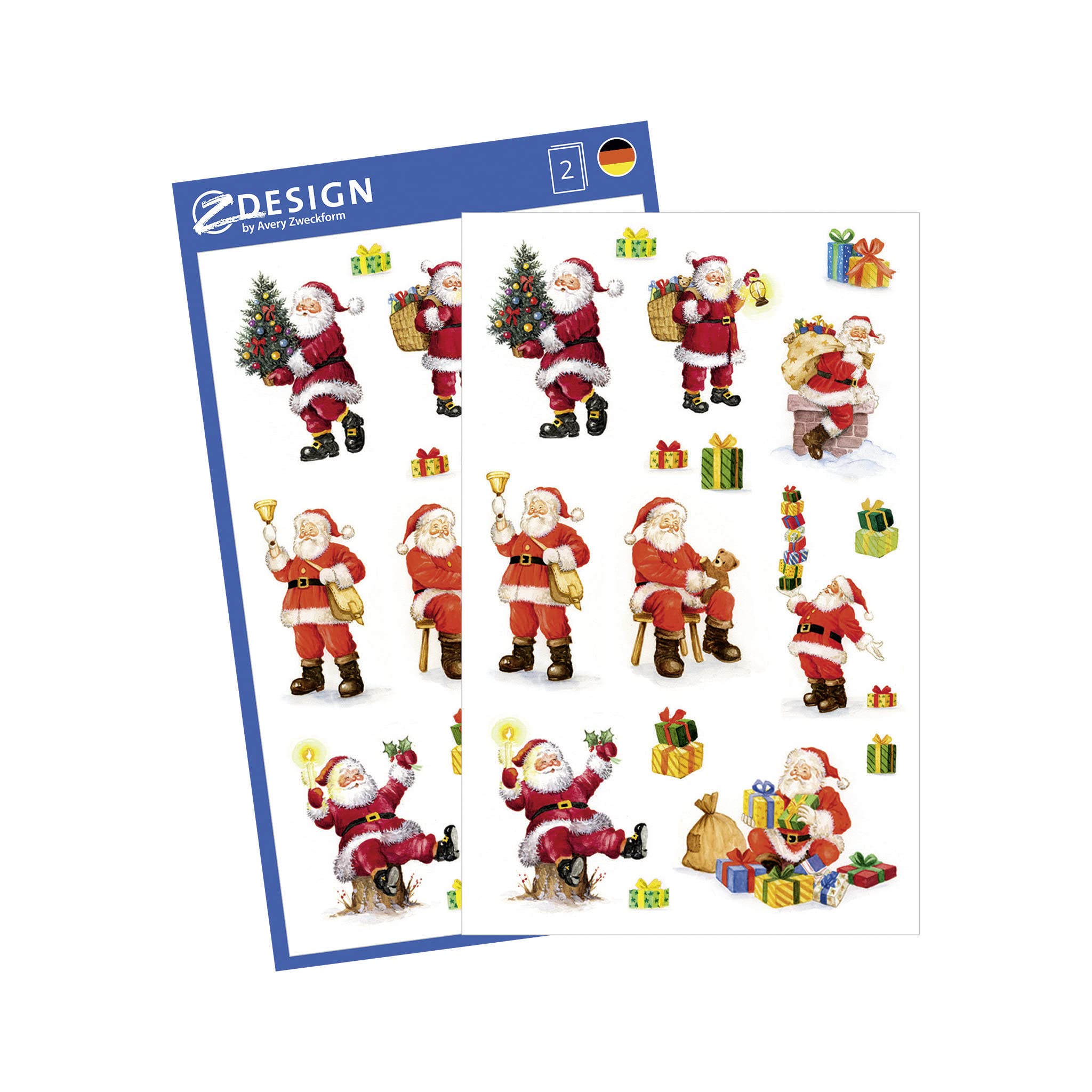 Avery Zweckform 52624 Christmas Santas 30 Sticker