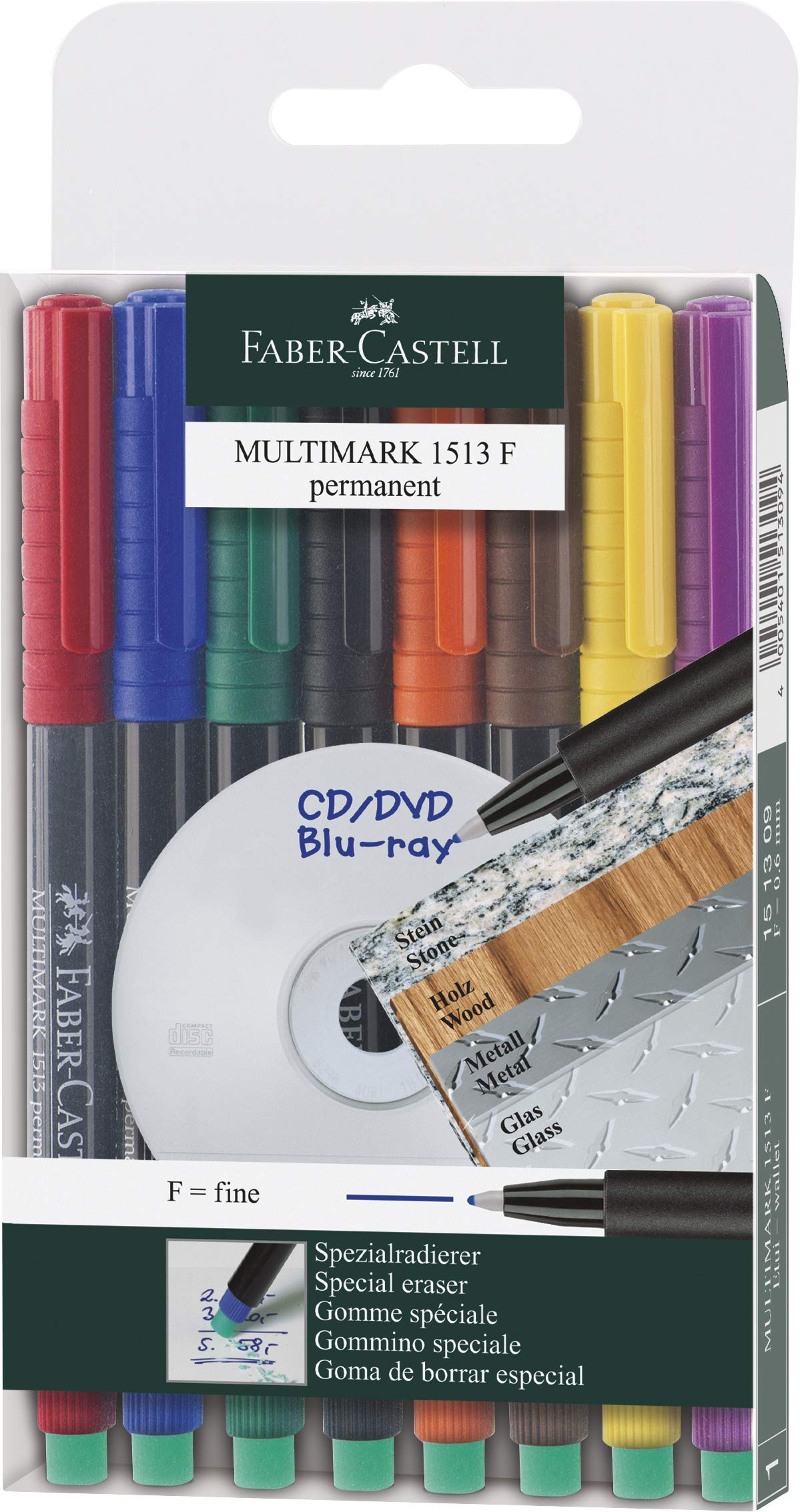 Faber-Castell Fine Tip Permanent Multimark (Set of 8)