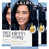 Clairol Nice'n Easy Permanent Hair Dye, 2BB Blue Black Hair Color, Pack of 3