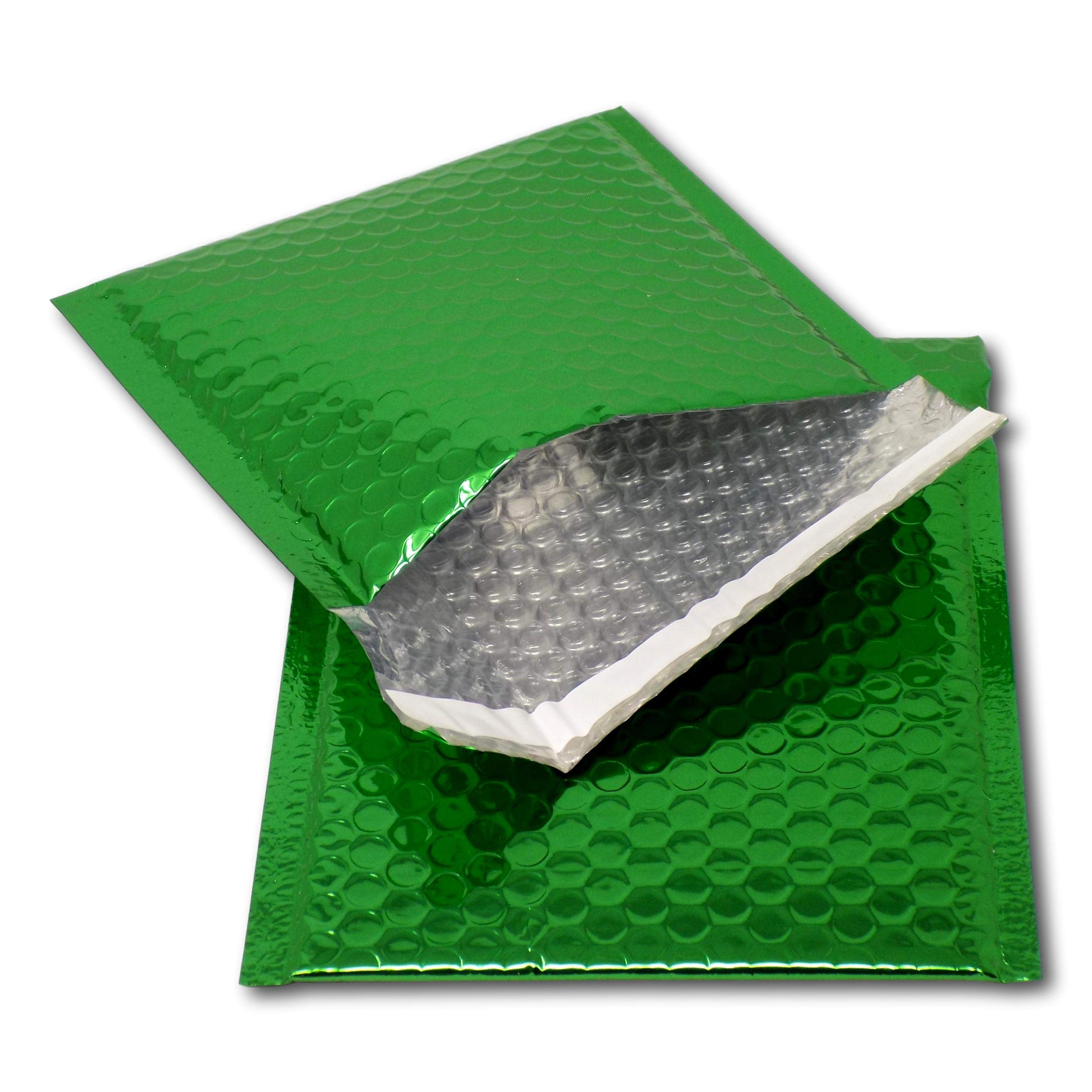 EPOSGEAR 10 Green Shiny Metallic Foil Bubble Padded Bag Mailing Envelopes - Perfect for Marketing, Promotions or and Alternative to Gift wrap (C6+ / CD - 165mm x 165mm)