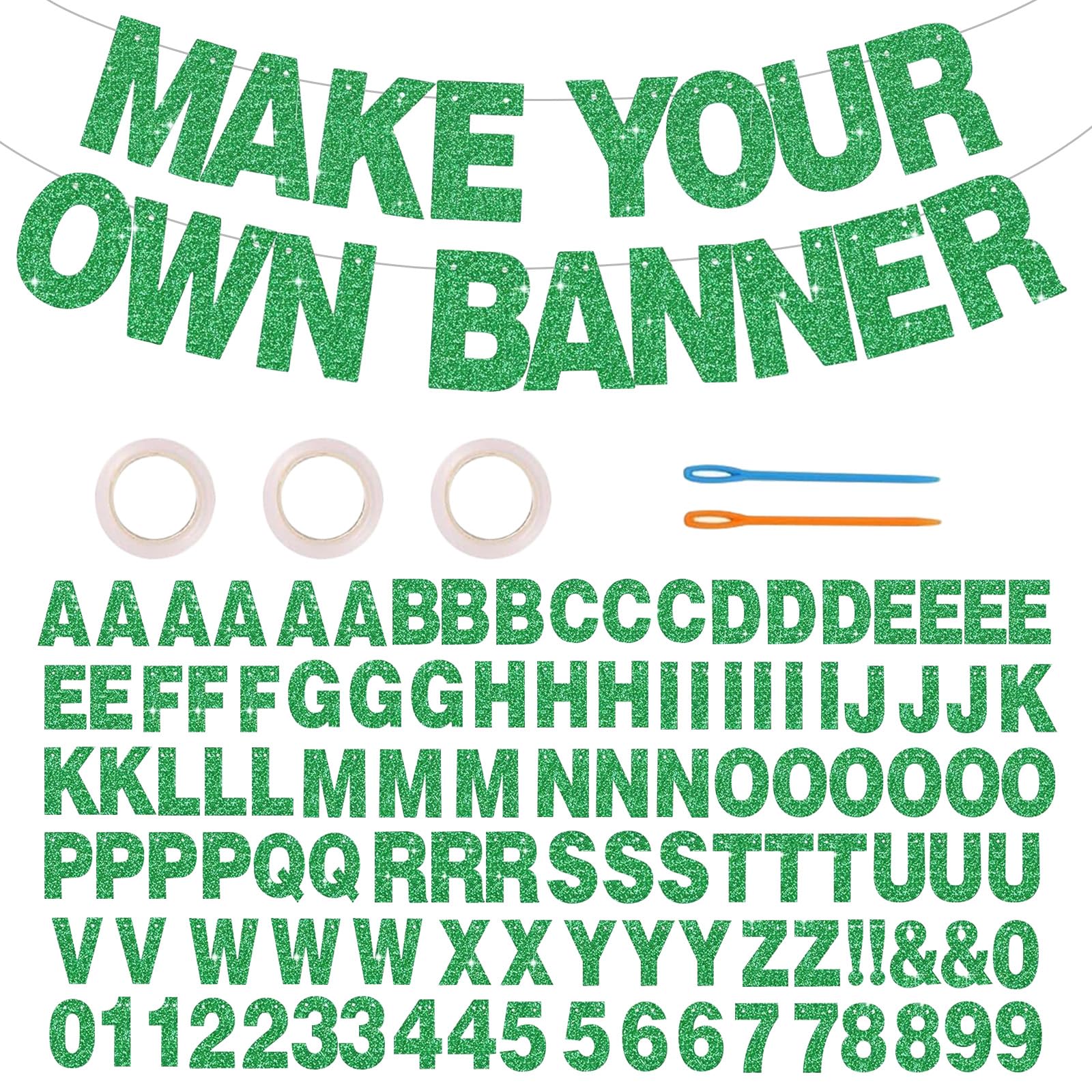 116 Custom Banners with Sparkling Letters DIY Personalized and Reusable Birthday Welcome Home Wedding Party Decoration (Green) β image 1
