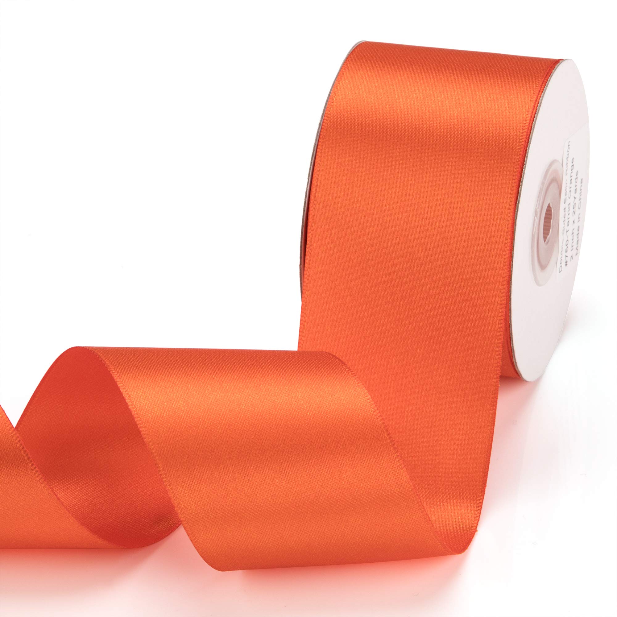 IHKFILAN Satin Ribbon in Tarrid Orange (50 mm x 22.86 m) - Matt Shiny Gift Elegant Ribbon for Decorating, Crafts, Wrapping Special Gifts, Weddings, Christenings