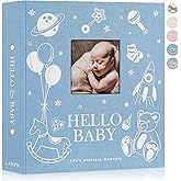 Lanpn Baby Photo Album 4x6 600 Pockets, Linen Cover Photo Book Newborn Bebe Album Memory Book with Front Window Holds 600 Horizontal and Vertical Pictures Gift for Boy Girl Baby Shower Blue