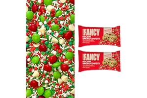 Fancy Sprinkles Limited Edition Holiday Baking Confetti Sprinkles and Chocolate Pieces, Candy-Coated Chocolatey Morsels, Christmas Tree Pieces, Vanilla Chips 8 oz Bag (2 Pack)