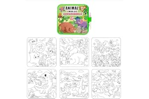 Montessori Mess-Free Water Colouring Book, Reusable Water Painting Book with Pen,No Mess Water Paint Color Book,Just Add Wate