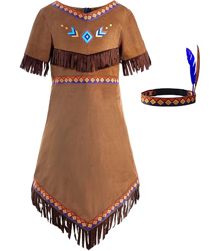 brown native american dress fun shack Indigenous Costume, Halloween Costume, S native buckskin dress