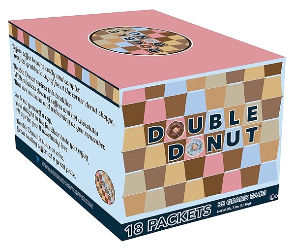 DOUBLE DONUT PEPPERMINT HOT CHOCOLATE, PEPPERMINT PATTIE FLAVORED HOT CHOCOLATE PACKETS, HOT PEPPERMINT COCOA MIX, 18 COUNT
