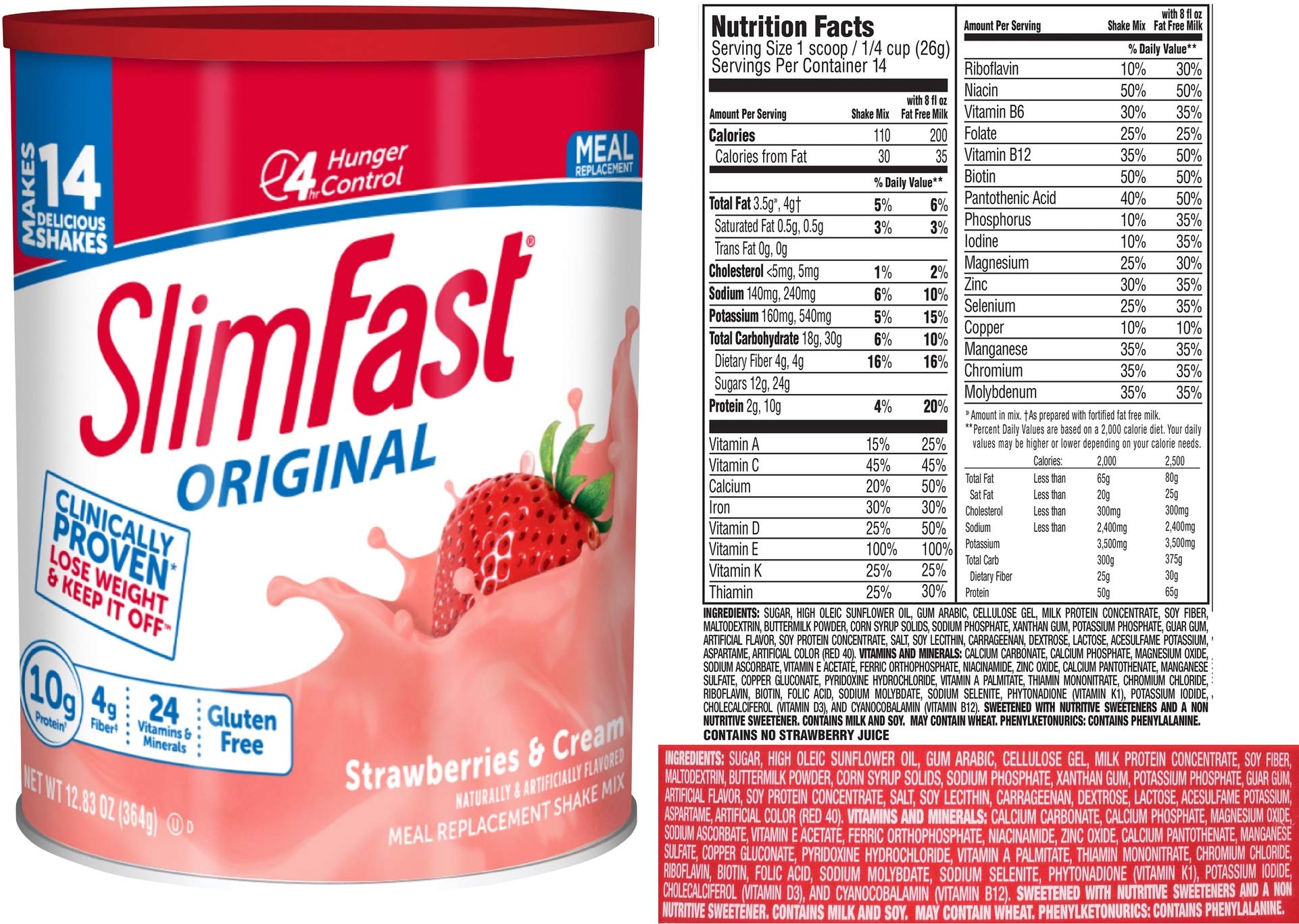 SlimFast Original Meal Replacement Shake Mix, Variety 3 Pack, Includes