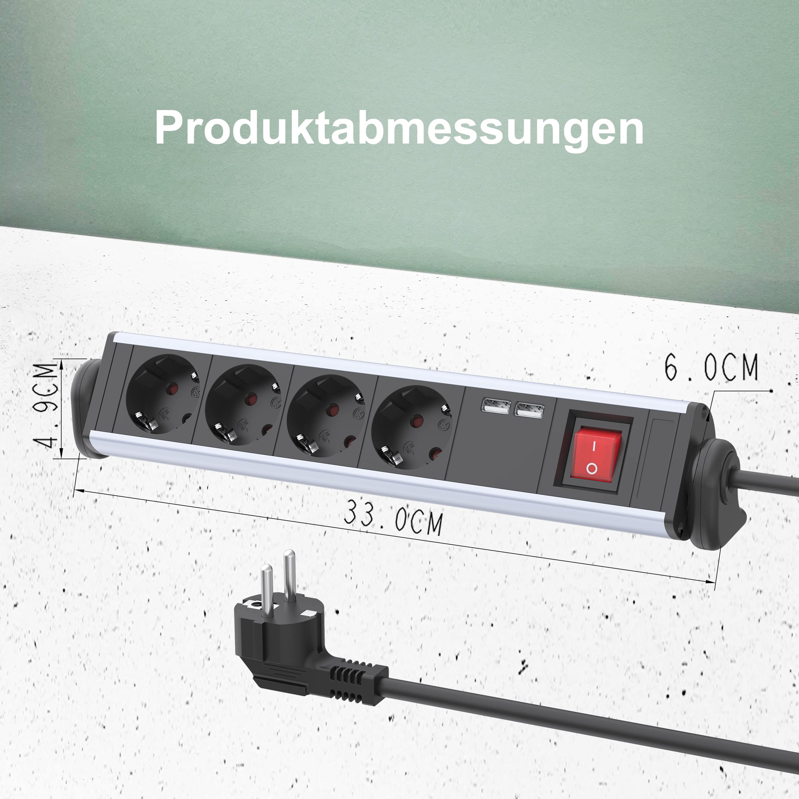 Drehbare Steckdosenleiste mit USB für Schreibtisch, TÜV/GS Zertifiziert 6