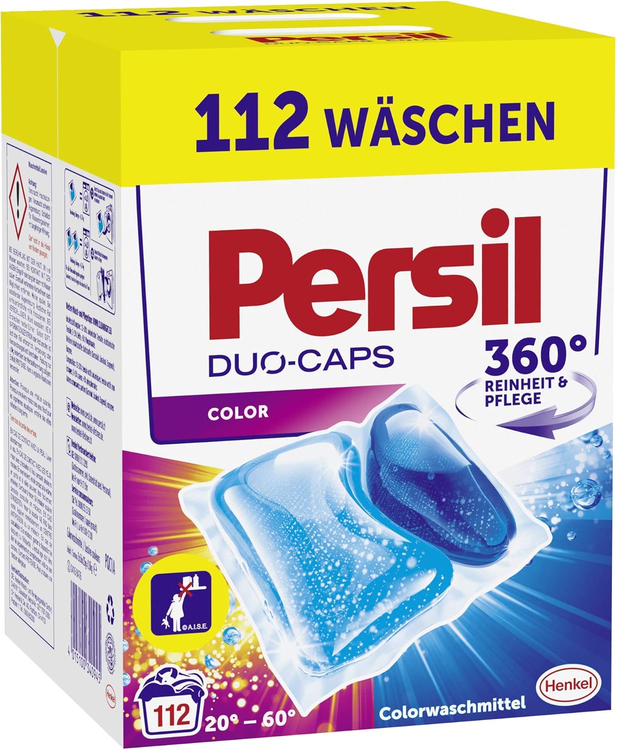 Persil Duo-Caps Color, Colorwaschmittel, 112 (2 x 56) Waschladungen mit Fleckenentfernung, Leuchtkraft und hygienisch reine Wäsche